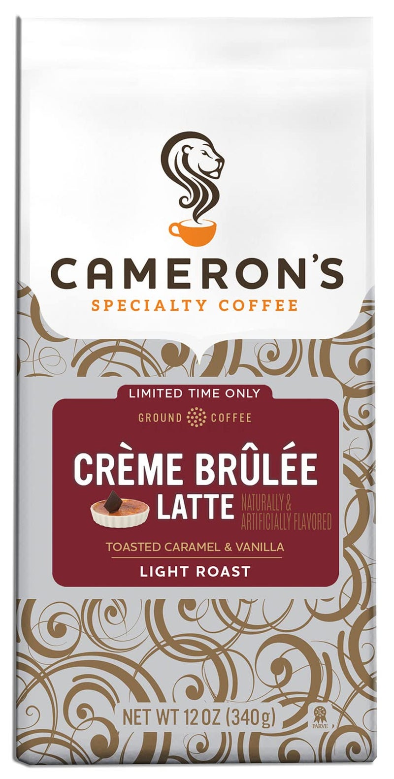 Cameron's Coffee Holiday Roasted Ground Coffee Bag, Flavored, Crème Brulee Latte, 12 Ounce - Image 1